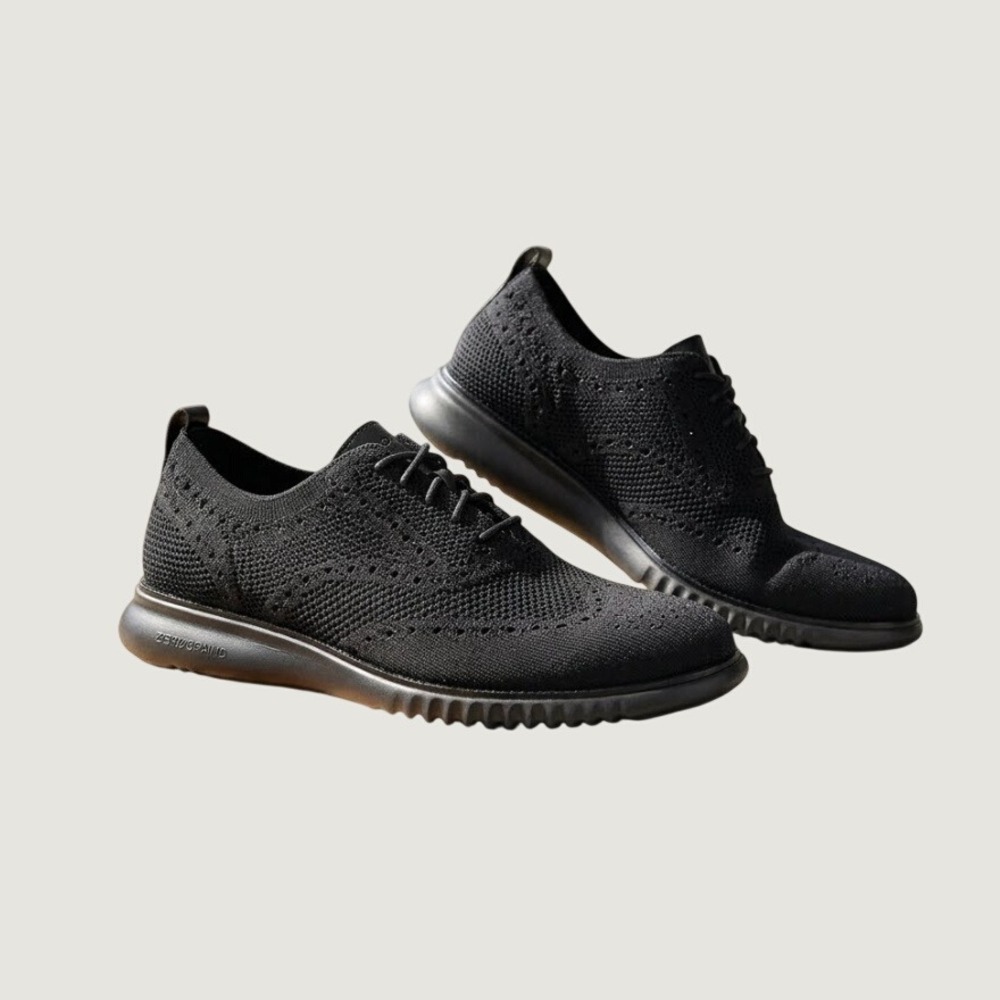 Cole Haan Zerogrand Stitchlite Oxford Black Knit‎ Wingtip C28527 Mens 10M